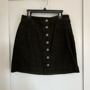 Wilfred corduroy button up green skirt